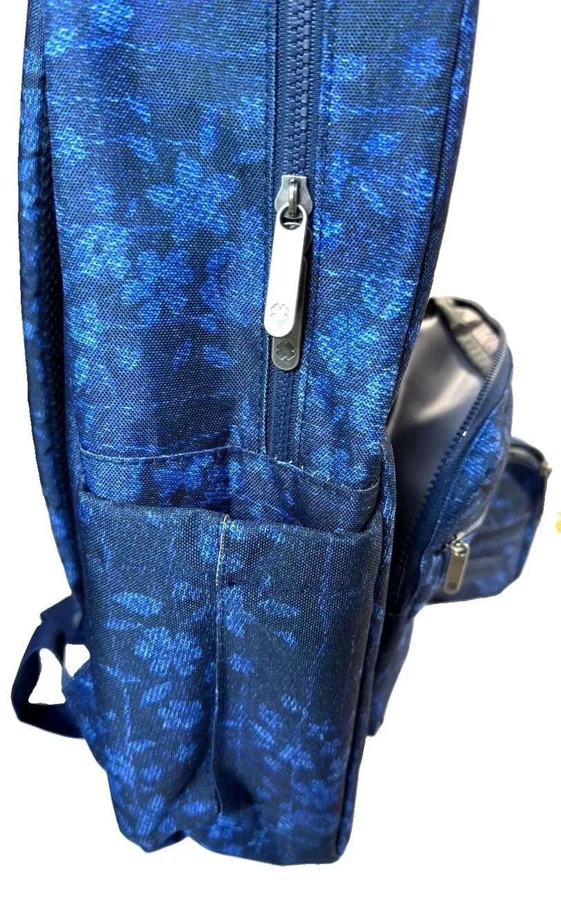 LUCKY BRAND Floral Denim Print Backpack Laptop Bag NWOT With Matching Pouch
